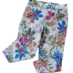 Time and Tru Fun Floral Pocket Ankle Crop Pants sz S